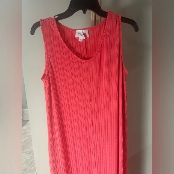 Andree By Unit Pink Ribbed Sleeveless Midi Dress Women’s Size Small - Picture 3 of 7